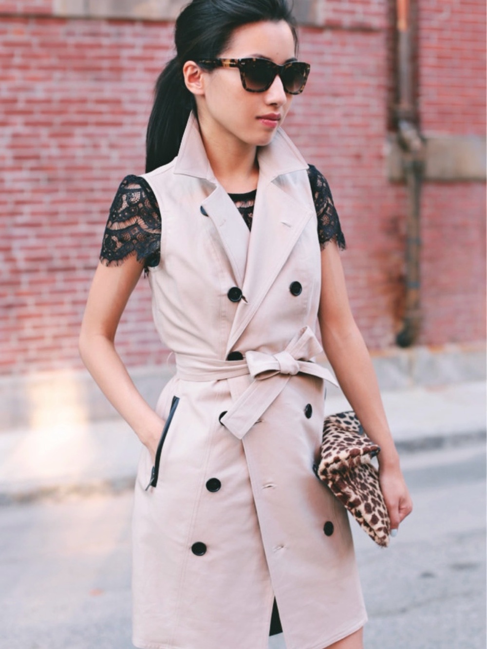 Ann Taylor Sleeveless Trench Dress in Light Beige